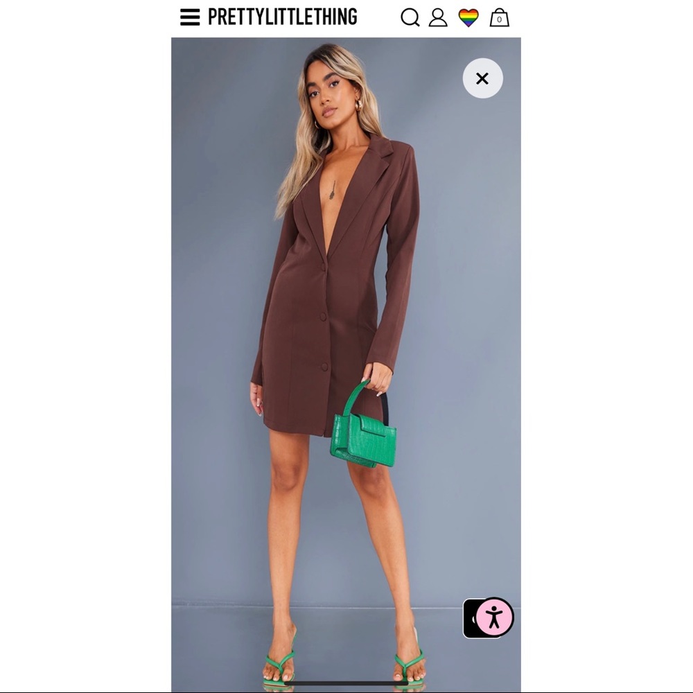 NWT Brown Long Sleeve Blazer Dress